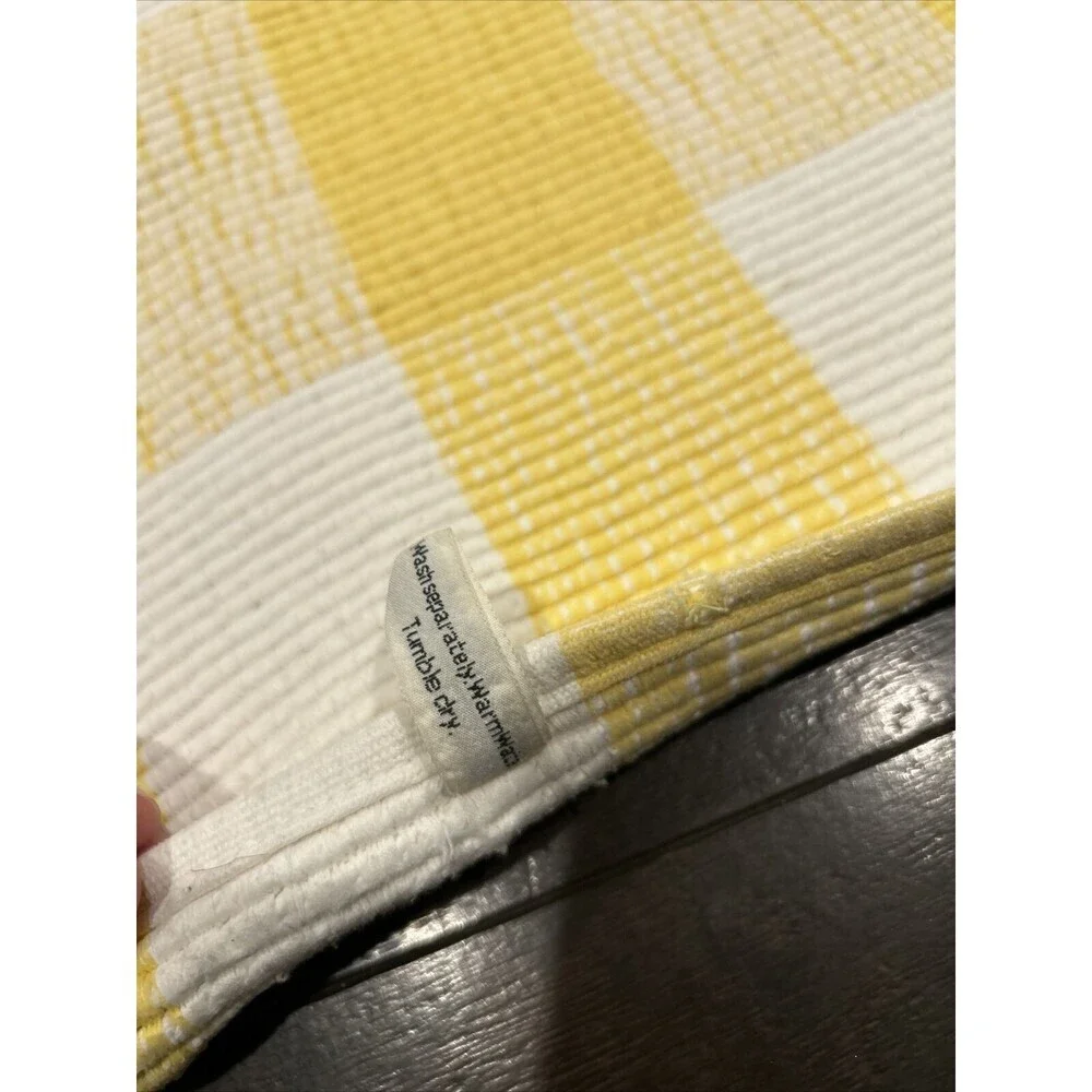 Crate and Barrel plaid farmhouse Yellow White 60 x 34